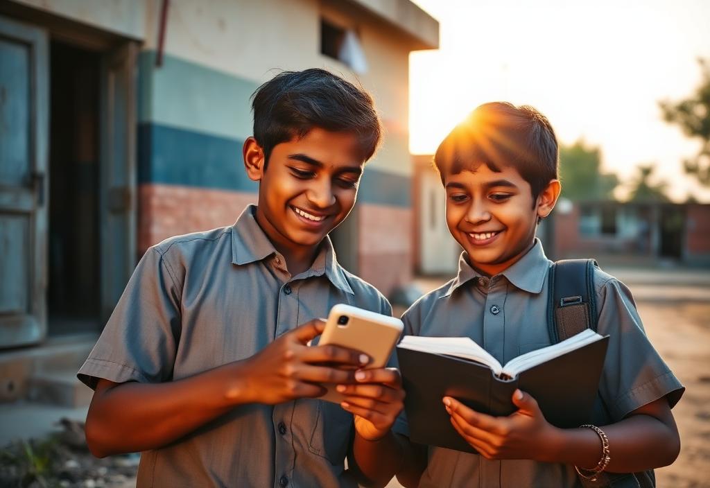Students using a laptop together