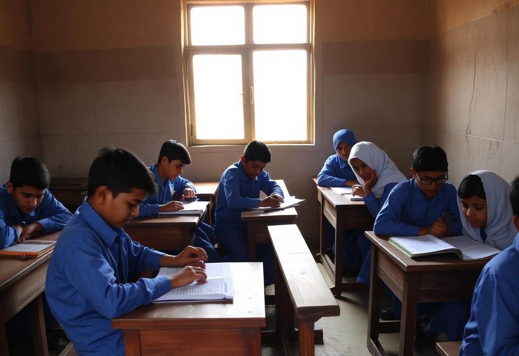 Study desk with notebook and laptop